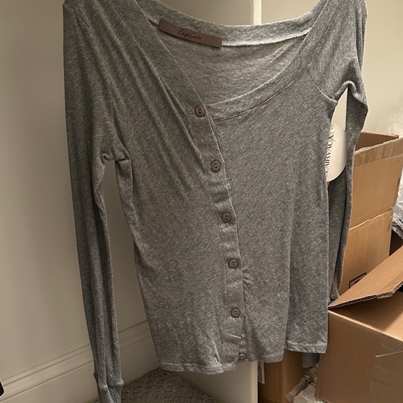 Enza Costa Tops - Enza Costa Heather Gray Button-Down Shirt